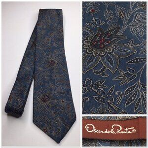 Vintage Oscar De La Renta Silk Paisley Tie Mens Elegant Formalwear Old Money